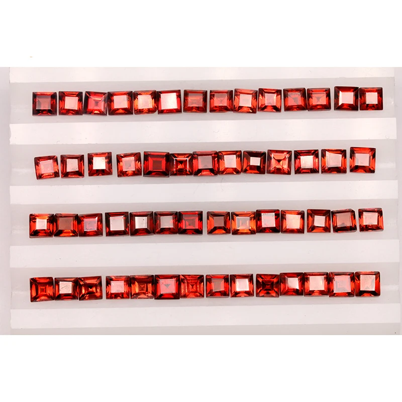 Gemstones Natural Garnet jewelry Making 3X3mm High Quality Square Earring Ring Pendant Bracelet Jewelry customization