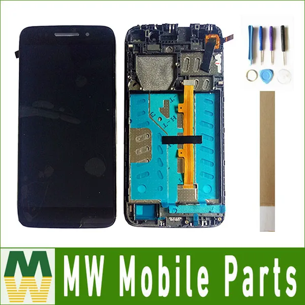 Najtaniej Do Alcatel One Touch Idol 5 6058 6058D OT6058 wyświetlacz LCD ekran dotykowy z bez ramki montażowej czarny z narzędzi i taśmy