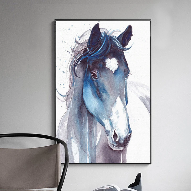 

Nordic Cool Watercolor Horse Canvas Painting Fantasy Wild Animals Posters Decorative Print Wall art Pictures for Living Room