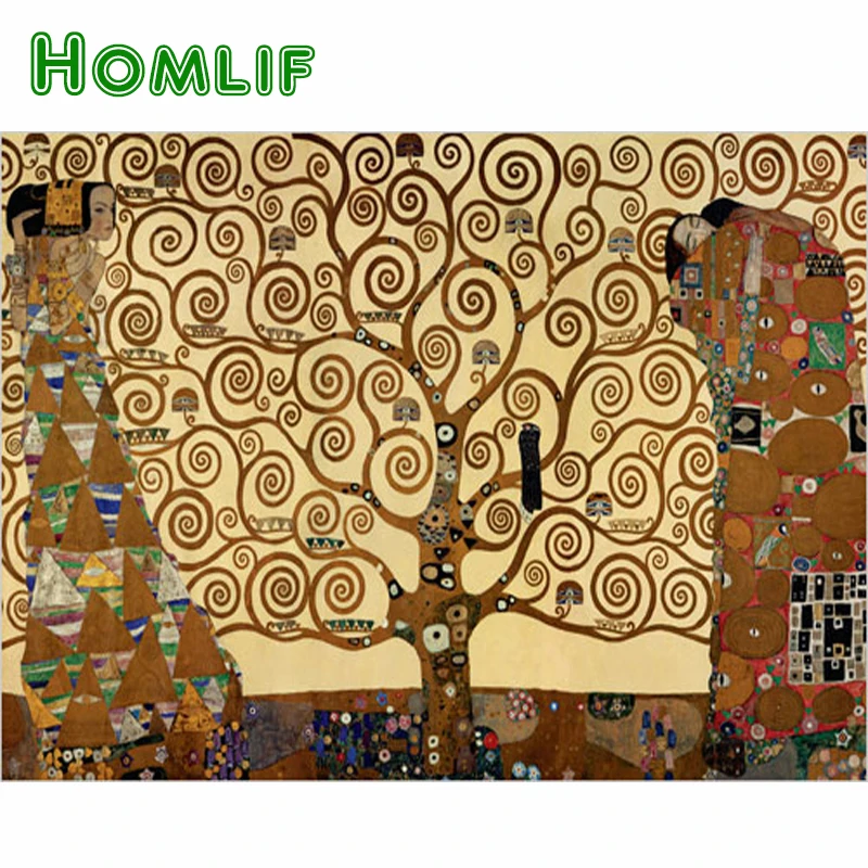 

HOMLIF Full Square Diamond 5D DIY Diamond Painting Klimt Tree of Life Embroidery Cross Stitch Rhinestone Mosaic Painting Decor