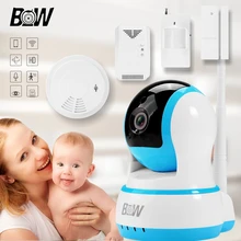 Envío libre cámara de red ip inalámbrica wifi + sensor de puerta/infrarrojos motion sensor/detector de humo/gas monitor sistema de alarma bw13b