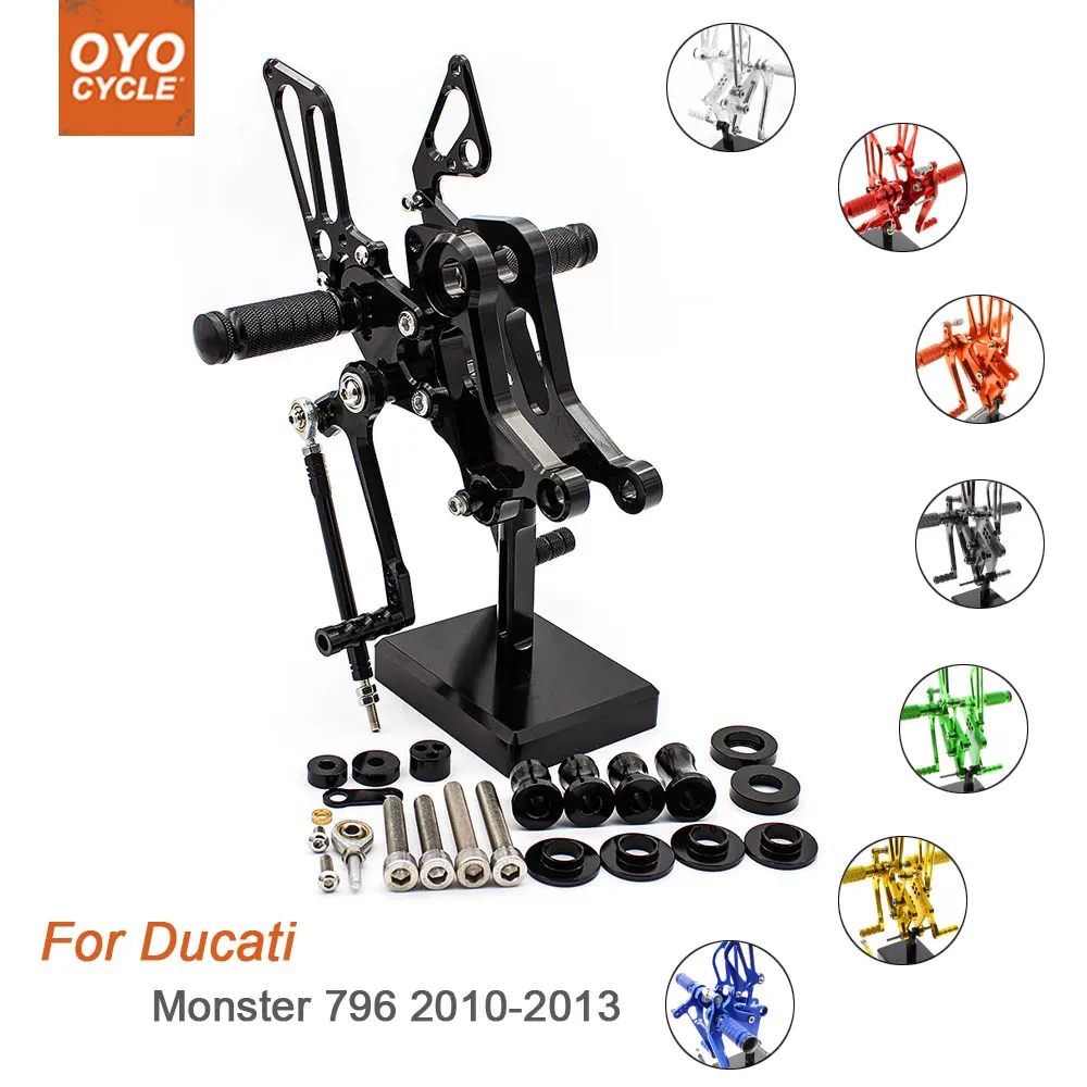 

For Ducati Monster 796 2010-2013 Motorcycle Rear Set Accessories CNC Adjustable Rearset Foot Pegs 796 Foot Rests Footpegs