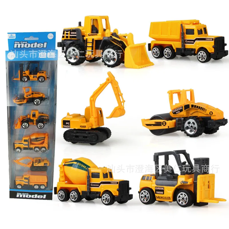 

6 Pieces Construction vehicle excavator truck excavator children's educational car toys boys toy Kids Birthday Gift