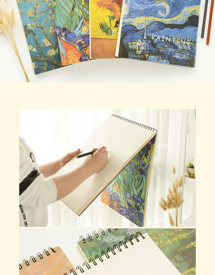 A3 A4 большие Винсент Ван Гог искусство Case акварель твердый переплет чертежной Sketchbook акварельный этюд книга Тетрадь