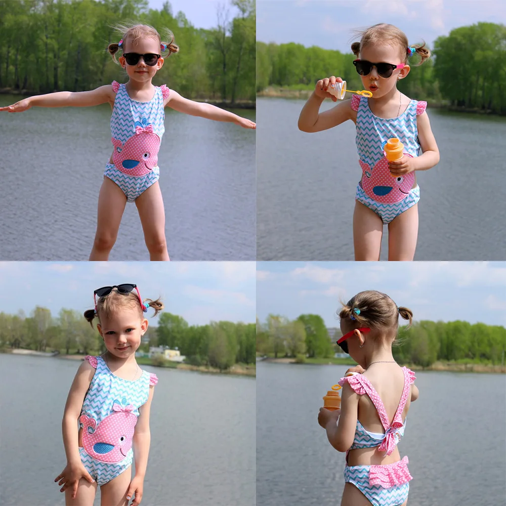 

Sfit Summer Kids Baby Girl Swimwear Whale Embroidery Pieces Swimsuit Bathing Suit Children Beachwear -6T Baby 2019