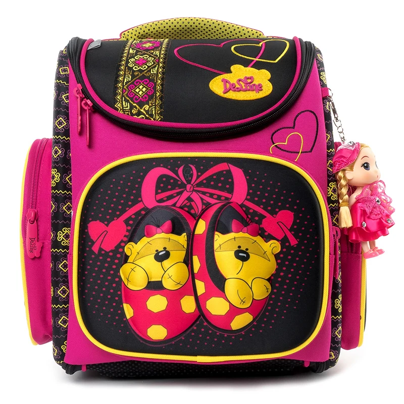 

Delune Cartoon School Bags Bear Pattern Backpack For Girls Boys Children Orthopedic Backpacks Primary mochila escolar Grade 1-3