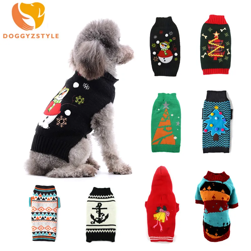 DOGGYZSTYLE Рождественская зимняя одежда для собак свитер пуловеры джемпер пальто
