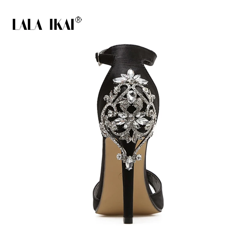 LALA IKAI/женские босоножки с блестками и кристаллами; Туфли-лодочки; коллекция года; босоножки на высоком каблуке 11 см; Шикарный чехол; женские Вечерние туфли на каблуке; пикантная обувь; 014C1195-4
