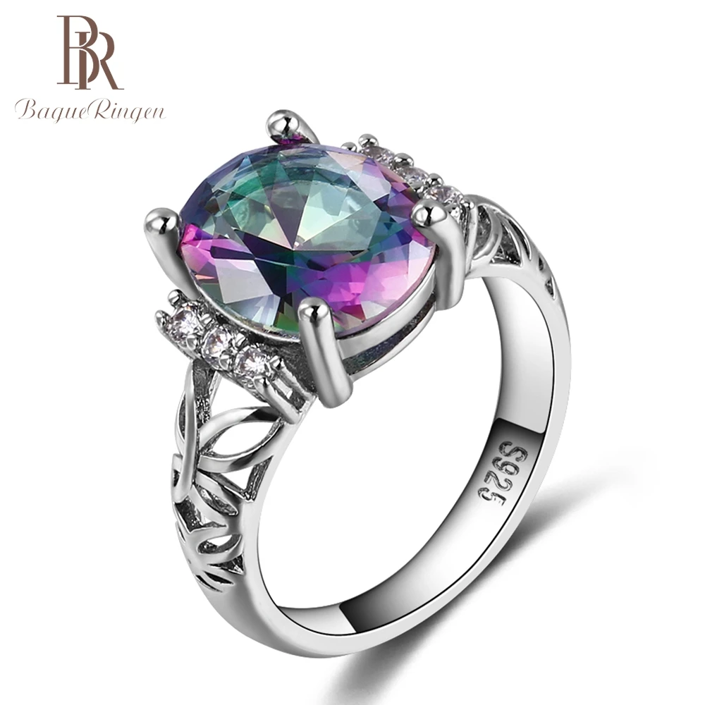 Bague Ringen, настоящее 925 пробы, серебряные, многоцветные, топаз, обручальные кольца для женщин, винтажные, полые, драгоценные камни, кольца, хорошее ювелирное изделие, подарок