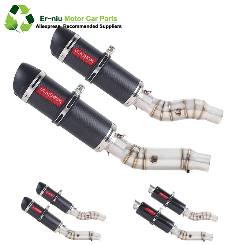 

Motorcycle Full Exhaust Escape System + Modified Link Contact middle pipe Round Muffler for kawasaki Z1000 2010-2016