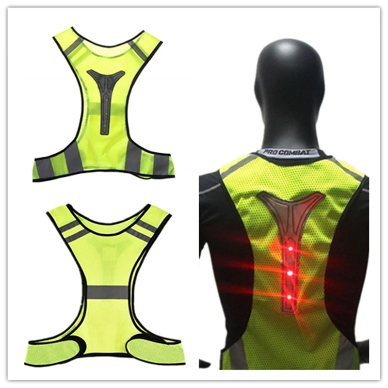 

LED Unisex Cycling Vest High Visibility Reflective Sport Adjustable Waistcoat Working Jacket Outdoor Safety Jogging Breathable