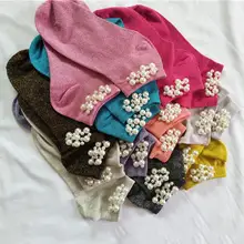 Модные блестящие дышащие Хлопковые женские эластичные короткие носки с искусственным жемчугом и бусинами, хипстерские Носки для скейтбординга, забавные носки для женщин, подарок