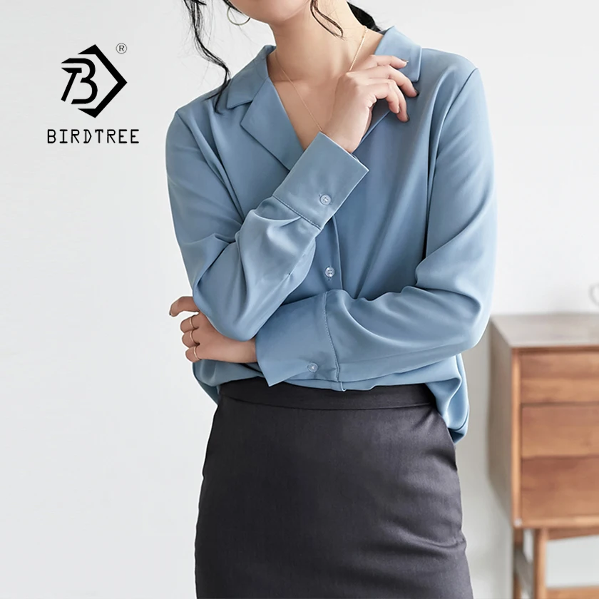 

2019 New Arrival Solid Full Sleeve Notched Collar Chiffon Blouse Office Lady Elegant Fashion Top Casual Feminina Blusa T93105F