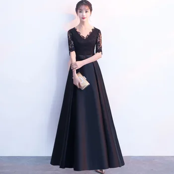 

Half Sleeve V Neck Evening Dress 2018 Appliques A-Line Prom Dresses Party Dress of the day Floor Length robe de soiree