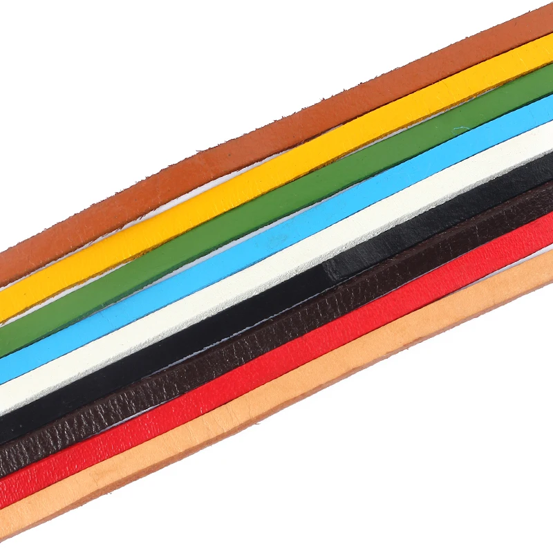 5 Meter 5*2mm Flat Genuine Leather Cord For Necklace Bracelet Diy
