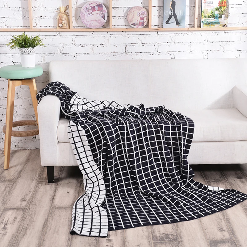 grid decorative children thread blanket cotton knitted throw blankets for bed travel nap office soft cozy - Decorative Throw Blankets grid decorative children thread blanket cotton knitted throw blankets for bed travel nap office soft cozy - Decorative Throw Blankets