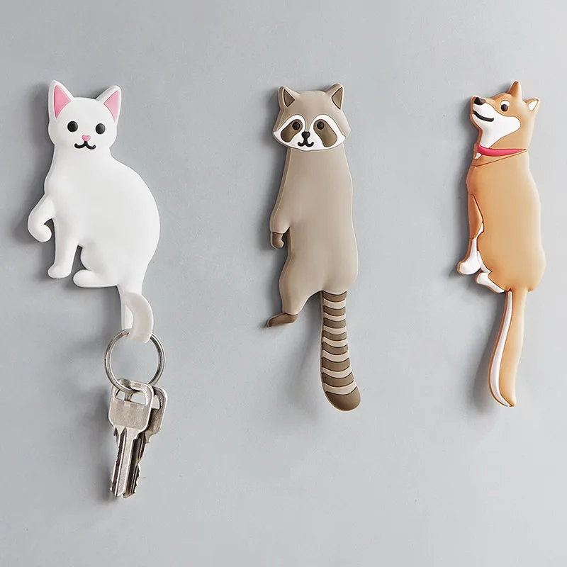 

Cartoon animal cat hook Multifunctional door back wall decoration nail-free Key hanger Portable seamless cute hook mx12251109