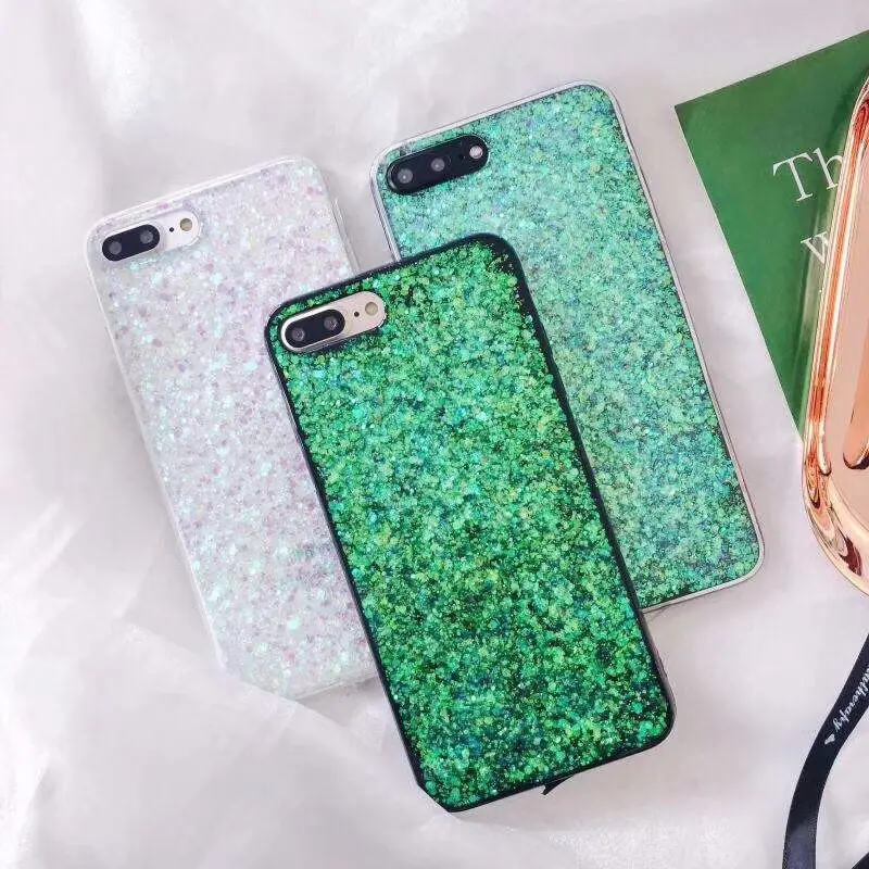 VANFOO LUXURY Allochroic Glitter Case For iPhone X 7 8 Plus 6 6s Green Blue Color Soft Epoxy Bling Paillette TPU Back Cover |