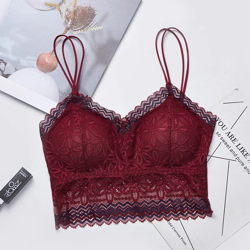 TEXIWAS 2pcs 3/4 Cup Lace Push Up bra Black white Women's Intimates Crop Tops Women's Bras Underwear Wireless Padded Active Bra TEXIWAS 2pcs 3/4 Cup Lace Push Up bra Black white Women's Intimates Crop Tops Women's Bras Underwear Wireless Padded Active Bra