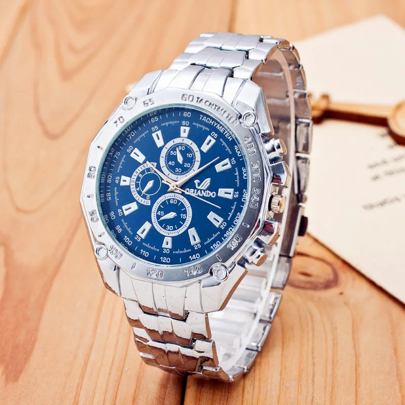 

New Relogio Masculino 2018 Top Brand Luxury Watch Men Silver Hot Stainless Steel Military Wristwatch Big Dial Clock Curren Watch