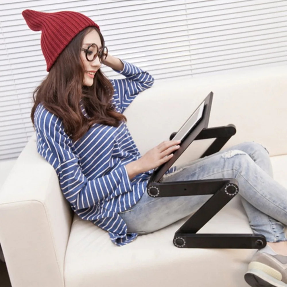 Portable 360 Degree Adjustable Laptop Notebook Table Stand Tray Lazy Foldable Aluminum Alloy Computer Desk