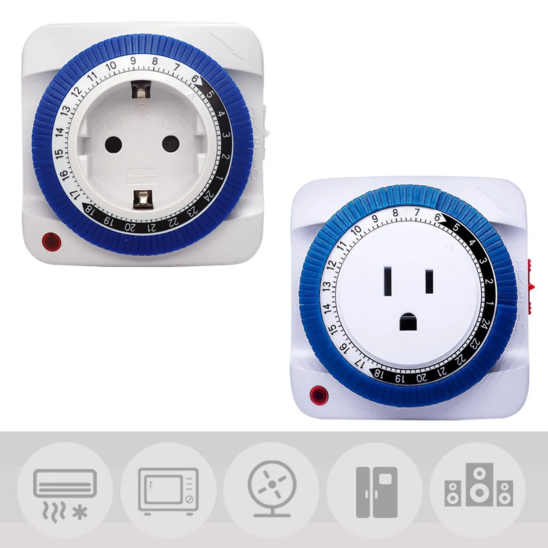 

24 Hour Timer Socket Mechanical Program Timer Switch Socket Wall Outlet ProtectorEnergy Saveing 125V EU/US Plug