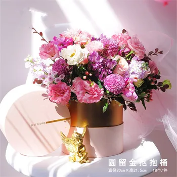 

Luxury Golden Flower Bouquet Packaging Boxes Wedding Party Gift Boxes Birthday Party Round Flower Box