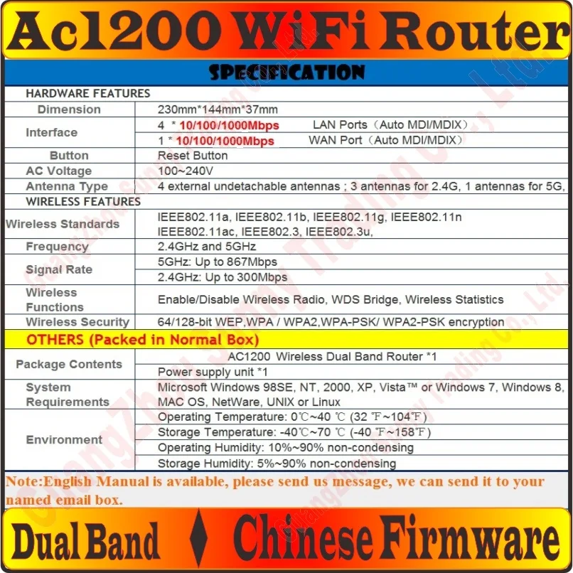 TL-WDR5620 ac1200-1000M -spec