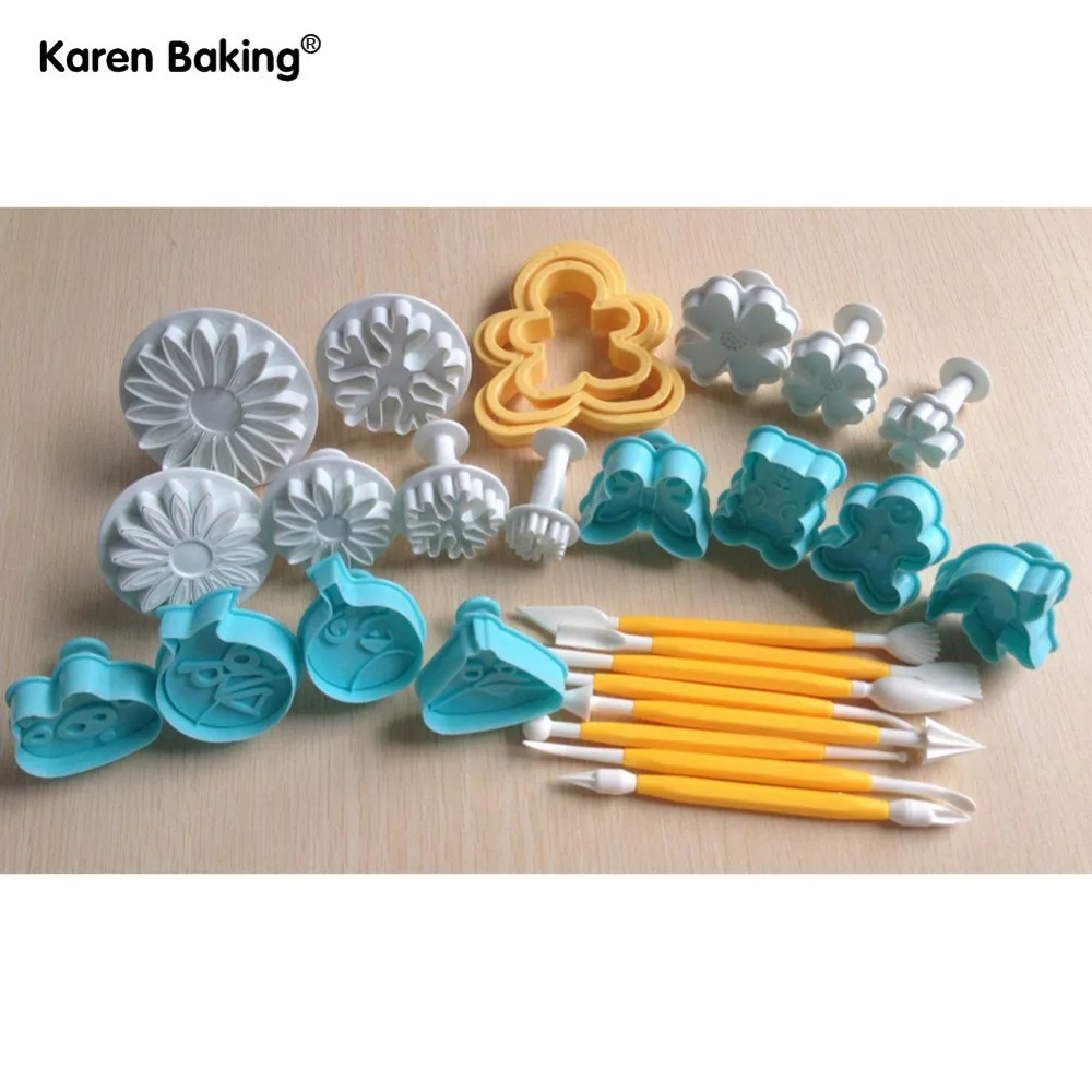 7Set (28 Pcs) Sugar Craft Cake Decorating Fondant Cookie Plunger