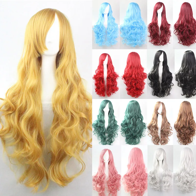 80 cm Long False Hair Cheap Wig Hair 250g Two Tone Synthetic Wig Real