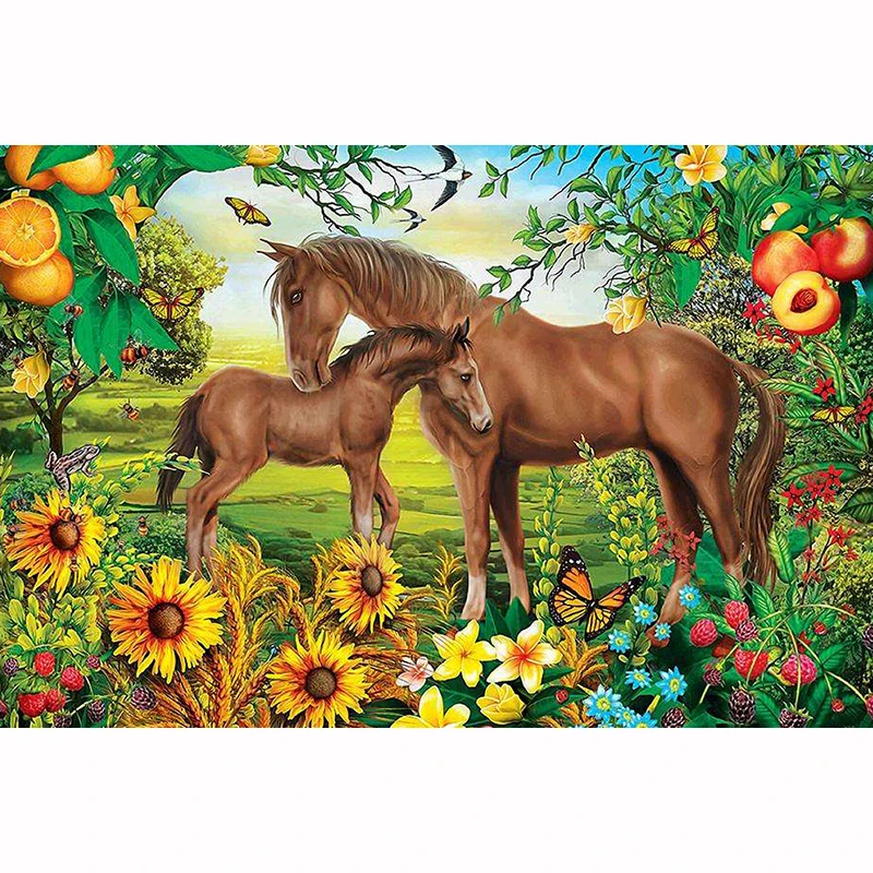 

5D DIY Diamond Painting Two Horses Cross Stitch Full Diamond diamond Embroidery rhinestones Christmas Wall Painting
