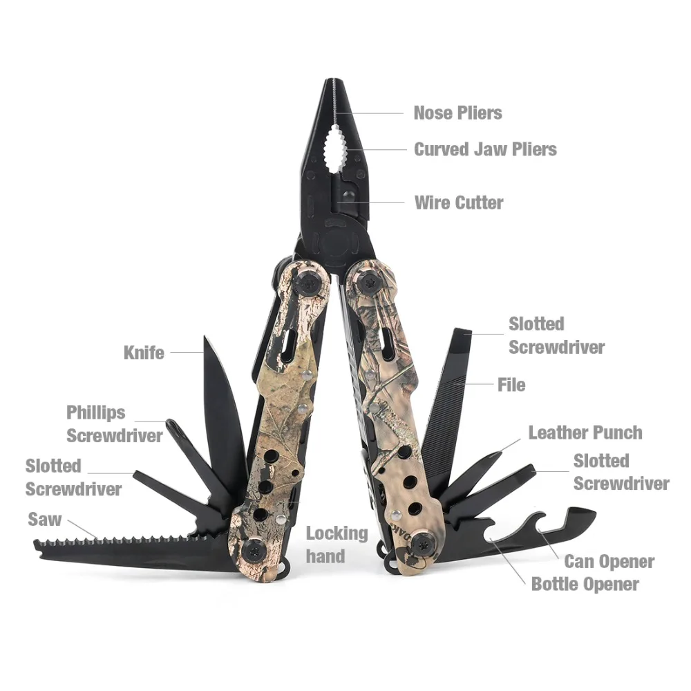 Baratos Roble musgoso 13 en 1 Camping Multi Tools alicates multifunción Outdoor Survival Gear alicate de bolsillo plegable