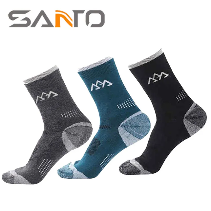 

Men Sports Socks (2 Pairs/lot) SANTO/S017 Warm 45% Merino Wool Outdoor Climbing Hiking Socks