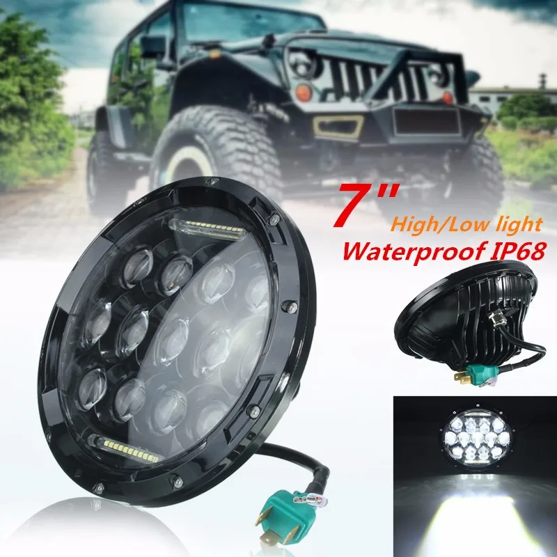 7inch Motorcycle LED Projector Daymaker DRL Headlight Hi/Lo Lamp For Harley Jeep Wrangler