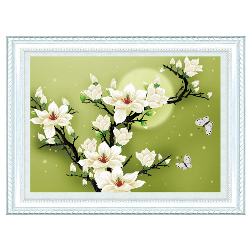 

Needlework,DIY DMC Cross stitch,Sets For Embroidery kits,Precise Printed Magnolia Flowers Patterns 3D 5D Counted Cross-Stitching