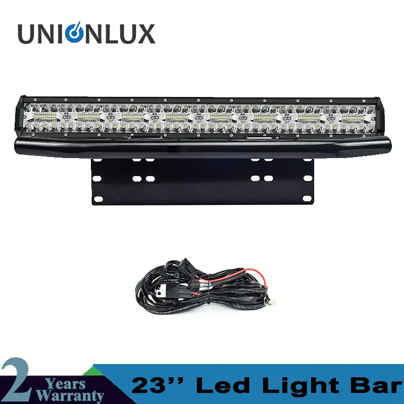 

8D Triple Row Offroad LED Light Bar 23" 480W Combo Beam + Bull Bar License Plate Bracket For 4x4 4WD Trucks Car +Wire Kit