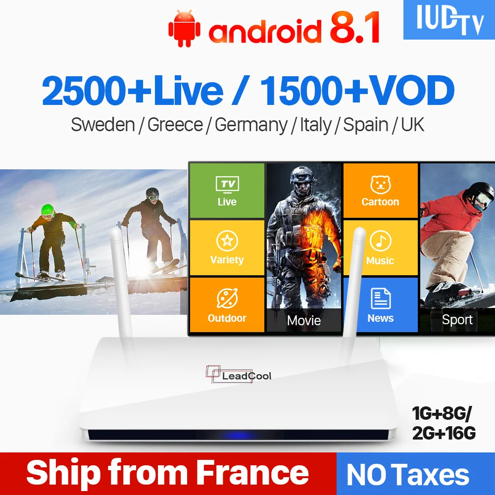 IPTV Europe TV Receiver Android 8.1 Rk3229 Quad-Core TV Box Leadcool IPTV Greek Nordic Germany UK Italy Spain Sweden IPTV
