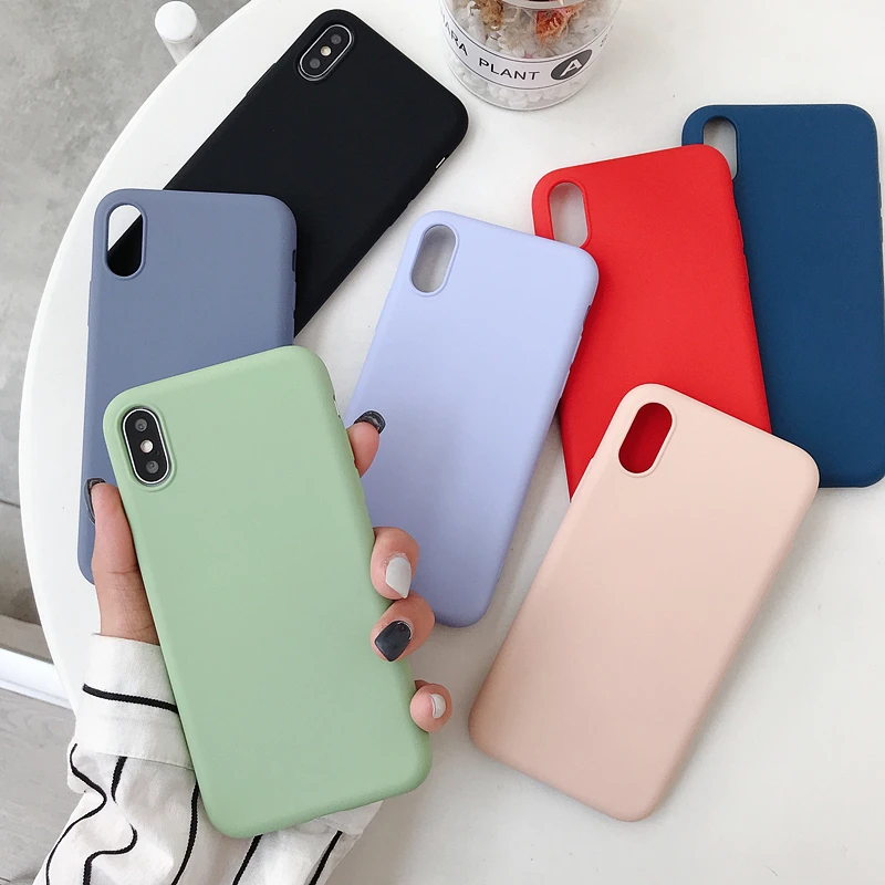 

Candy Color TPU Phone case For iPhone 11 Pro XR X XS MAX Soft case For iPhone eight Plus XS seven Six s Silicone protection Back Cover