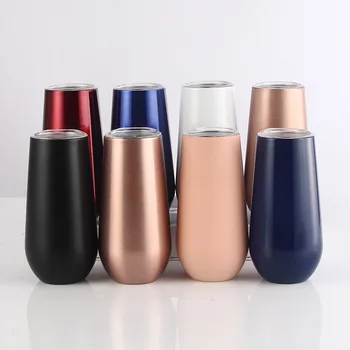 

20pcs 6oz Flute Tumbler insulated Vacuum Thermos Cup Champagne Beer Cup Stainless Steel Wine Coffee Mugs Dropshipping