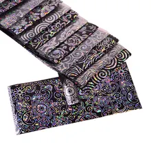 100x4 см прозрачная/черная Голографическая фольга на ногти Лазерная роза цветок дизайн ногтей переводная наклейка бумажные наклейки BEXK098-109