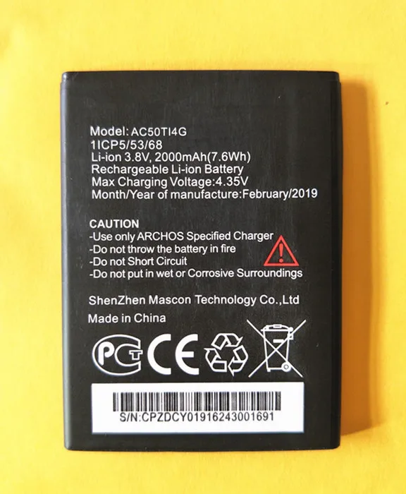 

AZK 100% New 3.8V 2000mAh AC50TI4G High Quality Replacement Battery For Archos 50 Titanium 4G Mobile Phone