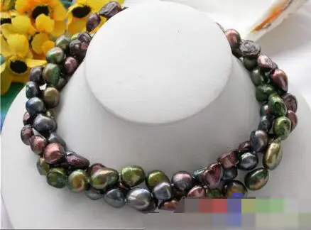 

3679 3ROW multicolor baroque freshwater pearl necklace