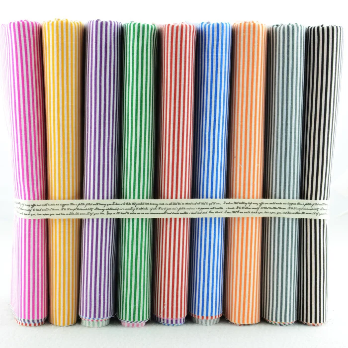 

9 Colors 50CMx50CM Cotton Fabric Set "Must-have Stripe" Fat Quarter Bundle Tilda Quilting scrapbooking Patchwork Cloth W3B5-9