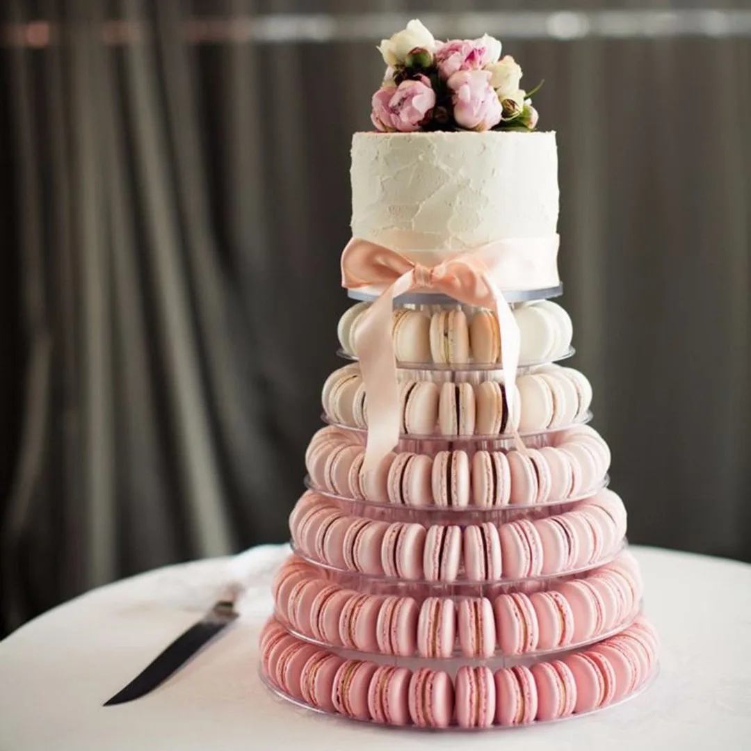 1pc Round Macaron Tower Stands 6 Tiers Tower Stand Cake Display Rack Wedding Decor Supply Birthday Party Display Stand Mayitr