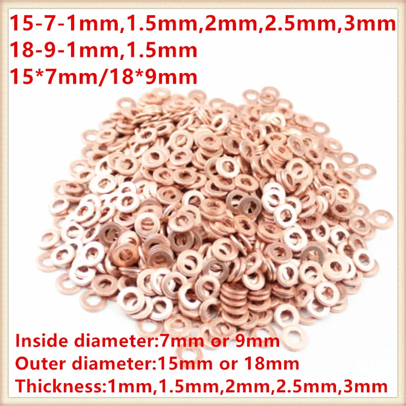 

Free shipping! common rail injector nozzle copper pad gasket for diesel injector sealing copper pad gasket