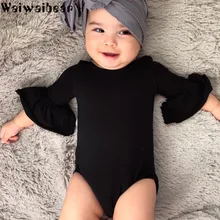 Waiwaibear Newborn Infant Baby Girl Clothes Plain Cotton Half Sleeve Ruffled Romper Jumpsuit Sunsuit Outfits TNSC22 baby girl clothes summer ruffled sleeves blue white plaid baby romper newborn toddler kids jumpsuit sunsuit outfits