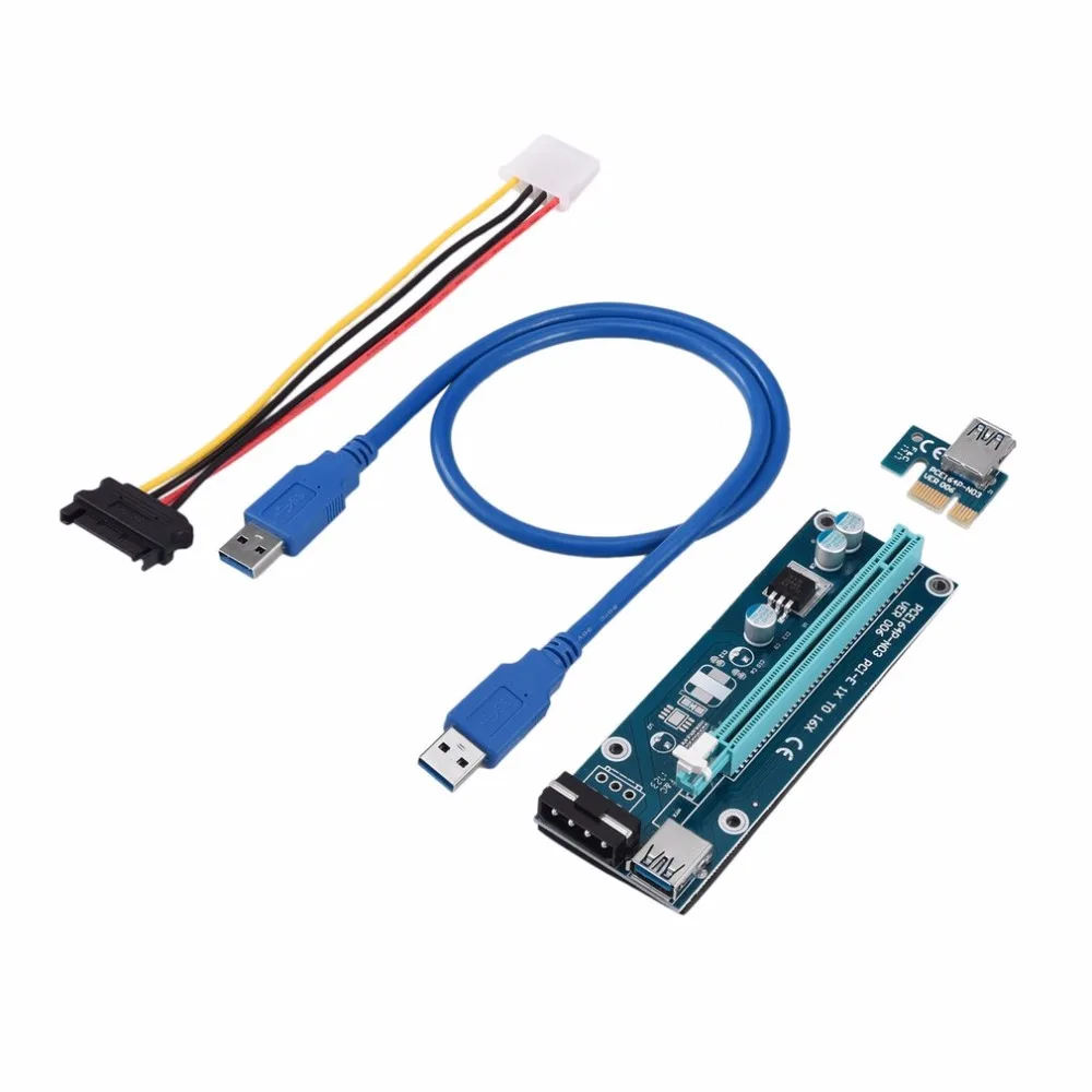 Новый PCI-Express PCI-E 16X Extender Riser Karte USB 3,0 SATA 15P-4Pin адаптер В наличии