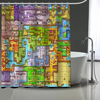 

Legend of Zelda Map Printing Shower Curtain Waterproof Curtains Bathroom Decor with Hooks Custom your image More size