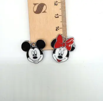 

Hot Sale 100 pcs Cartoon mickey minnie head Charm Pendants DIY Jewelry Making Accessories For Best Gift k02