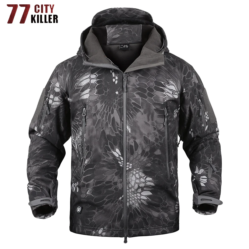 

Plus Size 5XL Army Camouflage Jacket Men Military Windproof Soft Shell Fleece Lining Tactical Mens Jackets Waterproof Hunt Coats